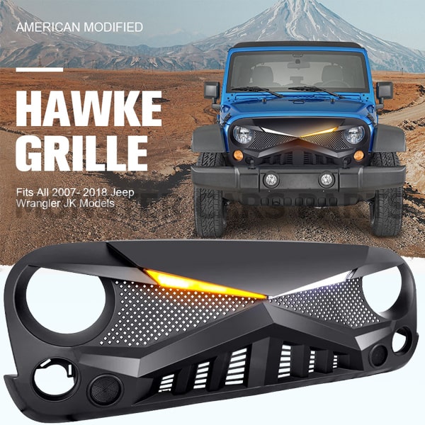 Jeep Wrangler JK 07/18 | Εμπρόσθια Μάσκα Hawke με DRL