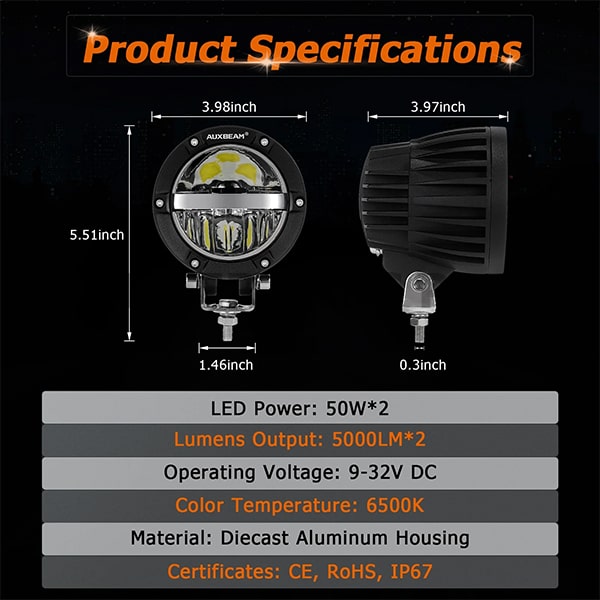 Προβολείς Off Road LED 4 Ιντσών 100W | C4 Series AUXBEAM